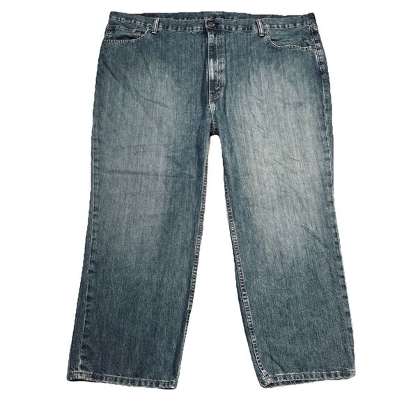 Levis 559 Relaxed Straight Jeans 50x29 Measures 50x27 Blue Cotton Denim Distress - Picture 1 of 10